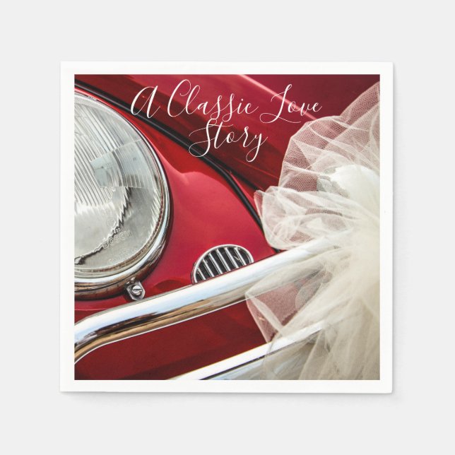 Serviette En Papier Un classique histoire d'amour voiture rouge blanc (Devant)