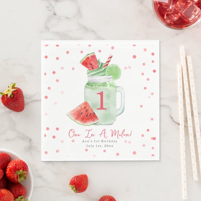 Serviette En Papier Un dans Melon fête d'anniversaire Watermelon Smoot (En situation)