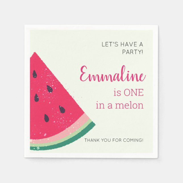 Serviette En Papier Un Dans Un Melon Cute Watermelon Premier Anniversa (Devant)