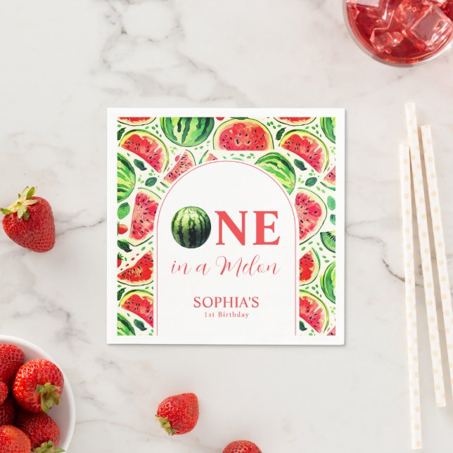 Serviette En Papier Un dans un melon premier anniversaire (En situation)