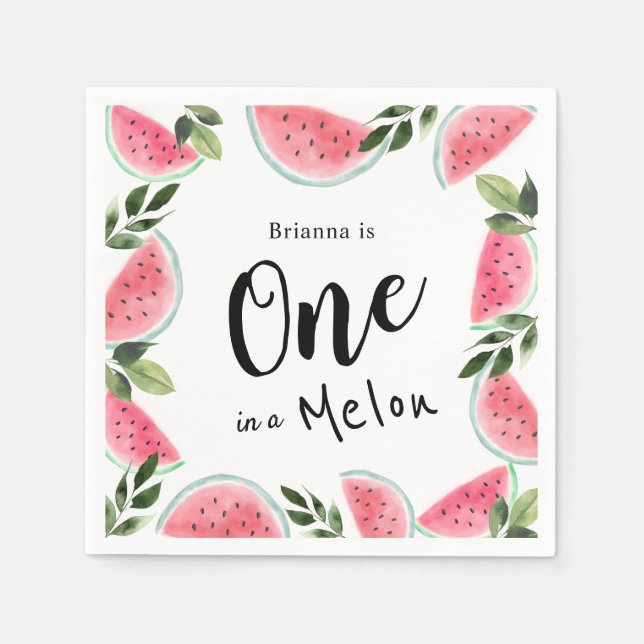 Serviette En Papier Un dans un Melon Watermelon 1er Birthday Paper (Devant)
