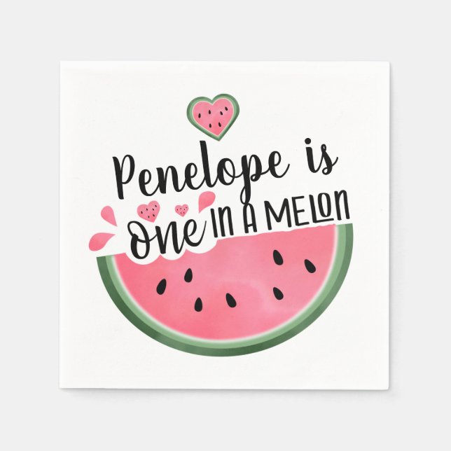 Serviette En Papier Un Dans Un Melon Watermelon Anniversaire Personnal (Devant)