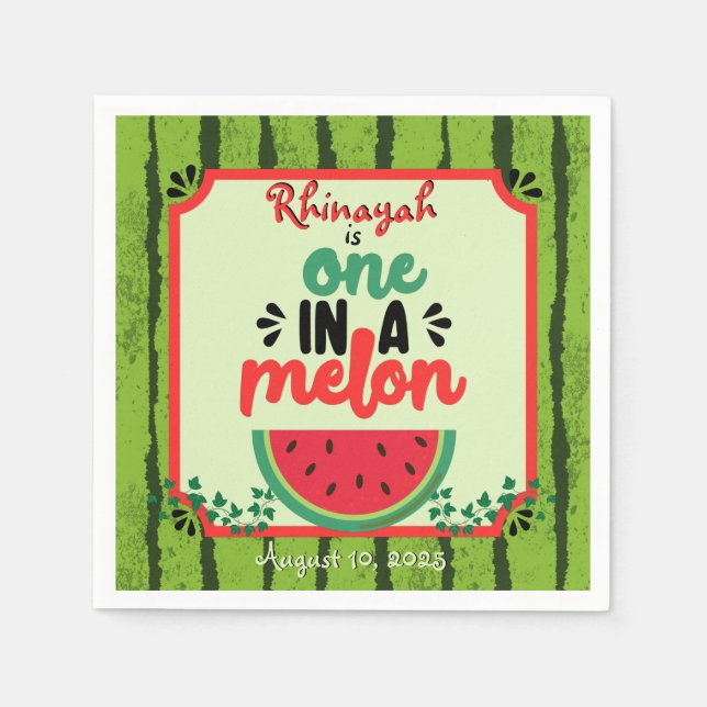 Serviette En Papier UN dans un Melon Watermelon Premier anniversaire (Devant)