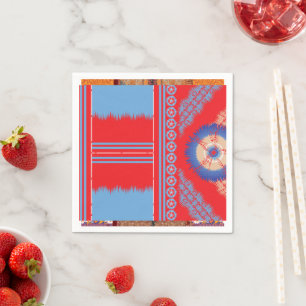 Serviette En Papier un design d'un motif rouge et bleu