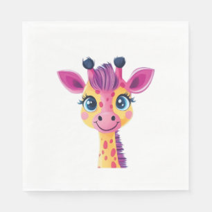 Serviette En Papier Un design gai et fantaisiste d'une jeune girafe
