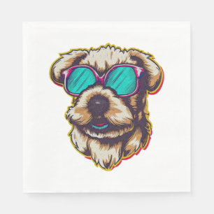 SERVIETTE EN PAPIER UN DORABLE D O G AVEC DES LUNETTES SOLEIL