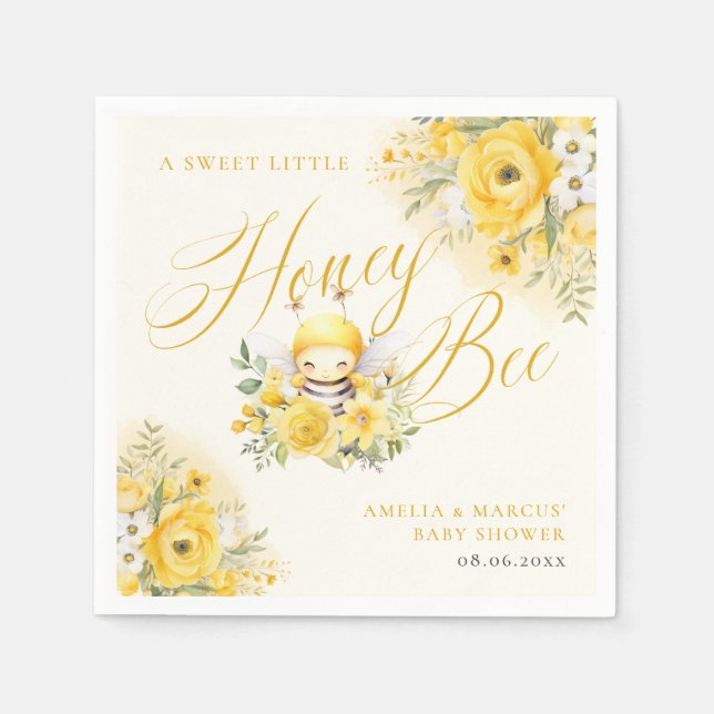 Serviette En Papier Un doux Baby shower d'abeilles au miel (Devant)