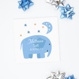 Serviette En Papier Un drôle d'éléphant bleu. Enfants mignons / annive