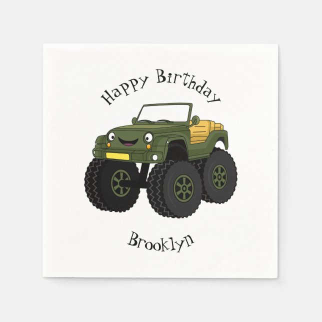 Serviette En Papier Un Green Monster truck (Devant)