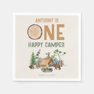 Serviette En Papier Un heureux Camper aquarelle Woodland 1er anniversa