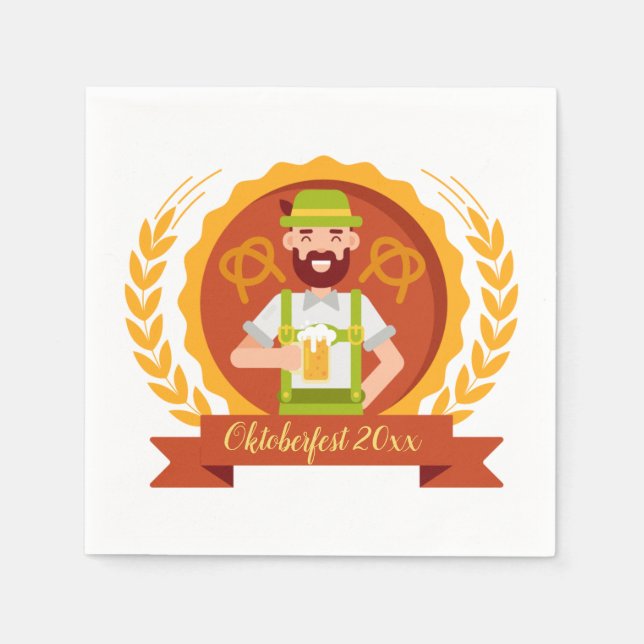 Serviette En Papier Un homme de l'Oktoberfest en Casquette alpin avec  (Devant)