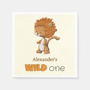 Serviette En Papier Un joli Lion sauvage un anniversaire