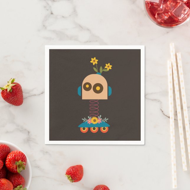 Serviette En Papier Un joli robot design pour enfants (En situation)
