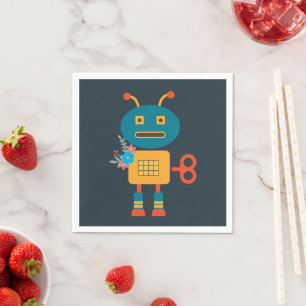 Serviette En Papier Un joli robot pour enfants