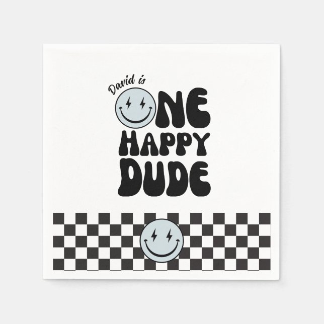 Serviette En Papier Un joyeux Mec Premier anniversaire Joyeux Visage (Devant)