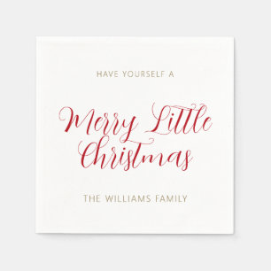 Serviette En Papier Un joyeux petit nom de Noël Rouge Or Blanc