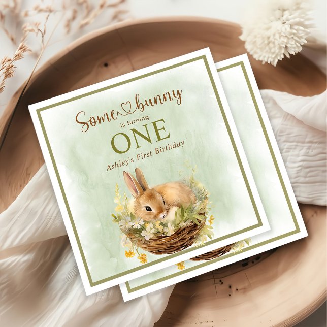 Serviette En Papier Un lapin est un 1er anniversaire (Créateur téléchargé)