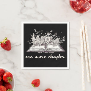 Serviette En Papier Un livre de plus avec des fleurs 