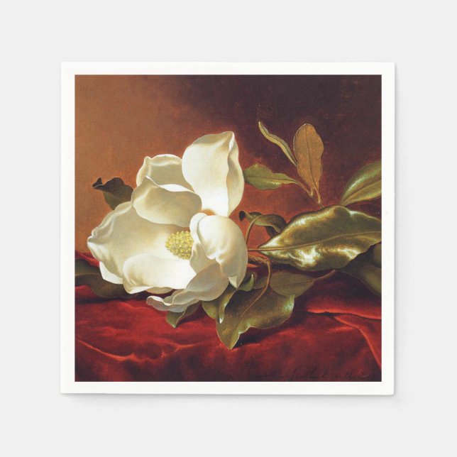 Serviette En Papier Un Magnolia sur Red Velvet (Devant)