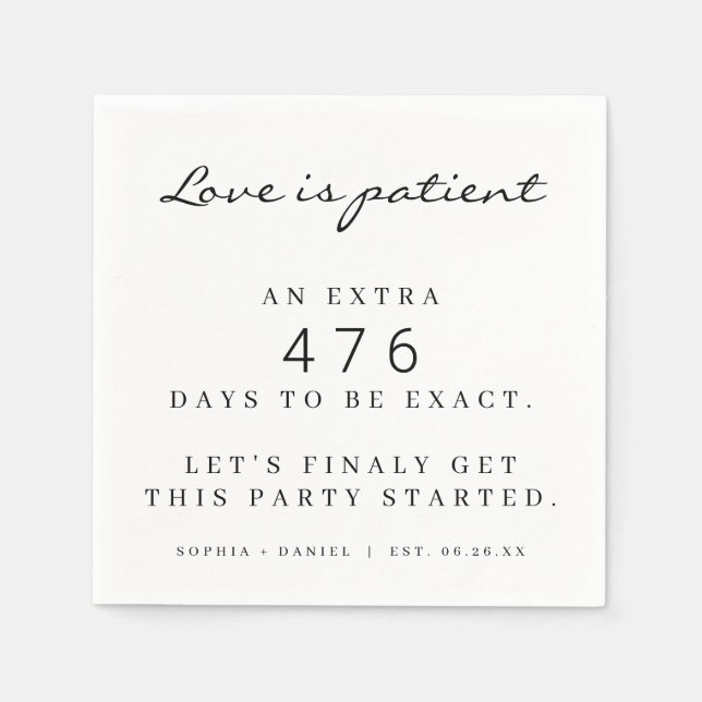 Serviette En Papier Un Mariage Pandémique Drôle L'Amour Reporté Est Pa (Devant)