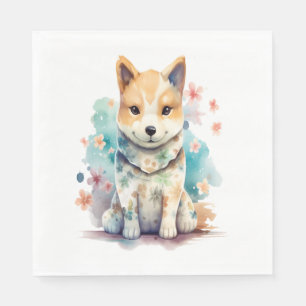 Serviette En Papier Un mignon chien bien conduit en chemise fleurie