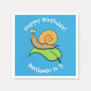Serviette En Papier Un mignon escargot heureux sur une illustration d'