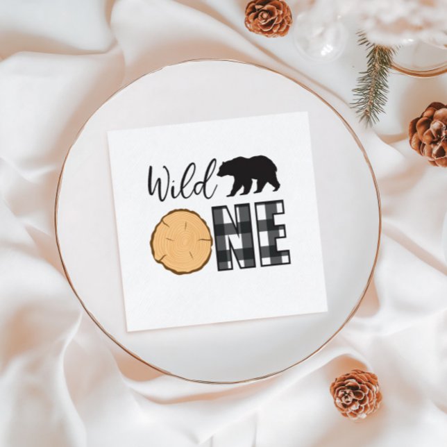 Serviette En Papier Un Ours sauvage noir Buffle plaqué premier anniver (Créateur téléchargé)