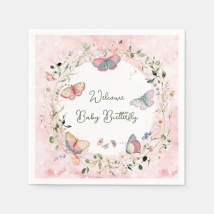 Serviette En Papier Un Papillon Bébé Est En Chemin De Baby shower