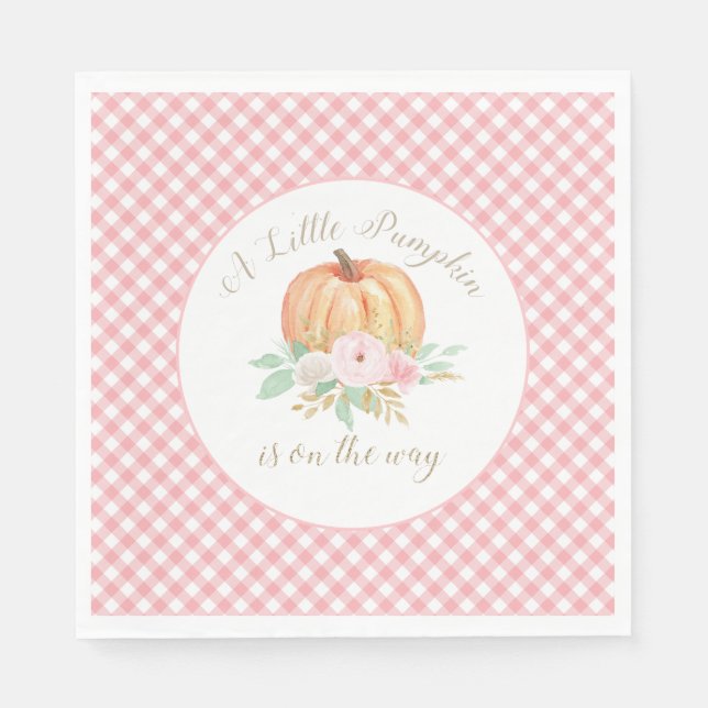 Serviette En Papier Un Petit Baby shower Citrouille Plat Rose Floral (Devant)