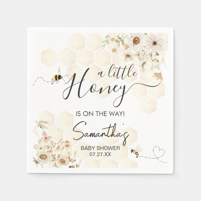 Serviette En Papier Un petit Baby shower d'abeilles au miel (Devant)