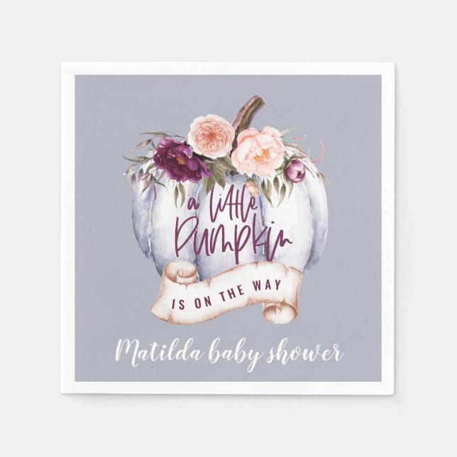 Serviette En Papier Un petit baby shower d'automne citrouille (Devant)