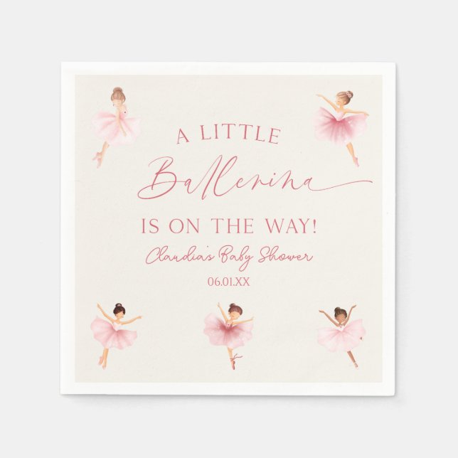 Serviette En Papier Un petit Baby shower de ballet rose Ballerina (Devant)