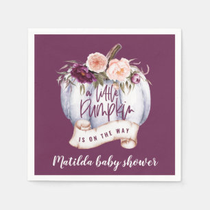 Serviette En Papier Un petit baby shower de chute d'aquarelle citrouil