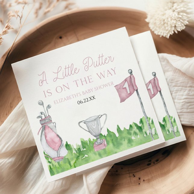Serviette En Papier Un Petit Baby shower De Golf Rose Putter (Créateur téléchargé)