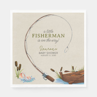 Serviette En Papier Un petit Baby shower Fisherman Watercolor Script