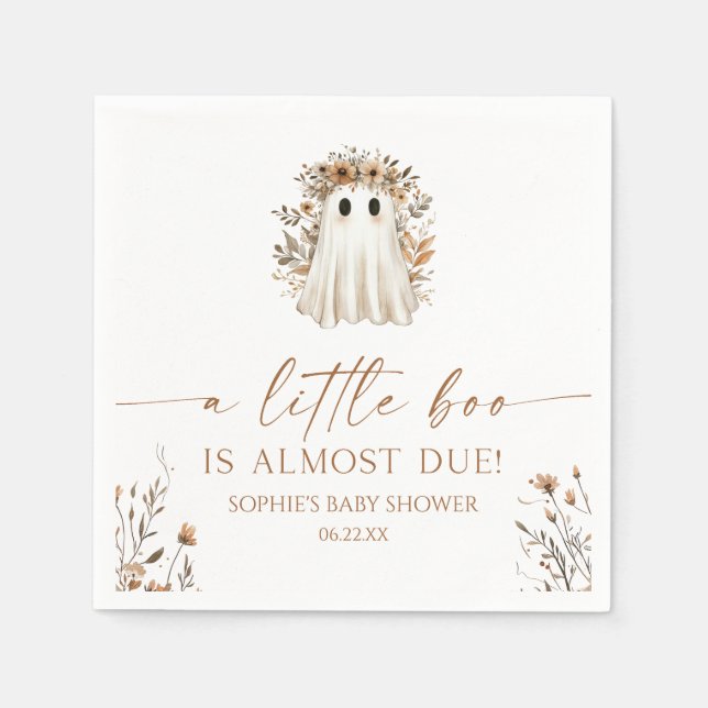 Serviette En Papier Un petit Baby shower Fleur sauvage Boo Boho Ghost (Devant)