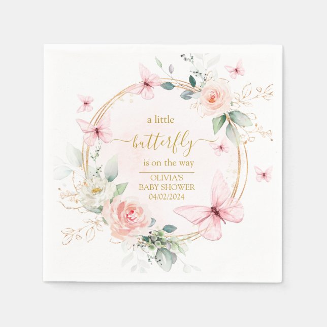 Serviette En Papier Un petit baby shower papillon (Devant)
