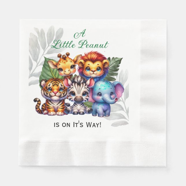 Serviette En Papier Un petit cacahuète est sur le chemin | BABY SHOWER (Devant)
