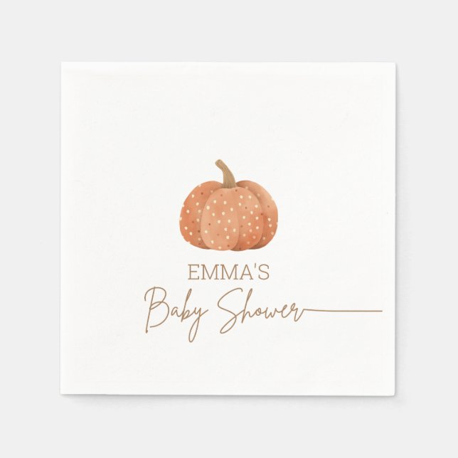 Serviette En Papier Un petit Citrouille Automne Baby shower neutre de  (Devant)