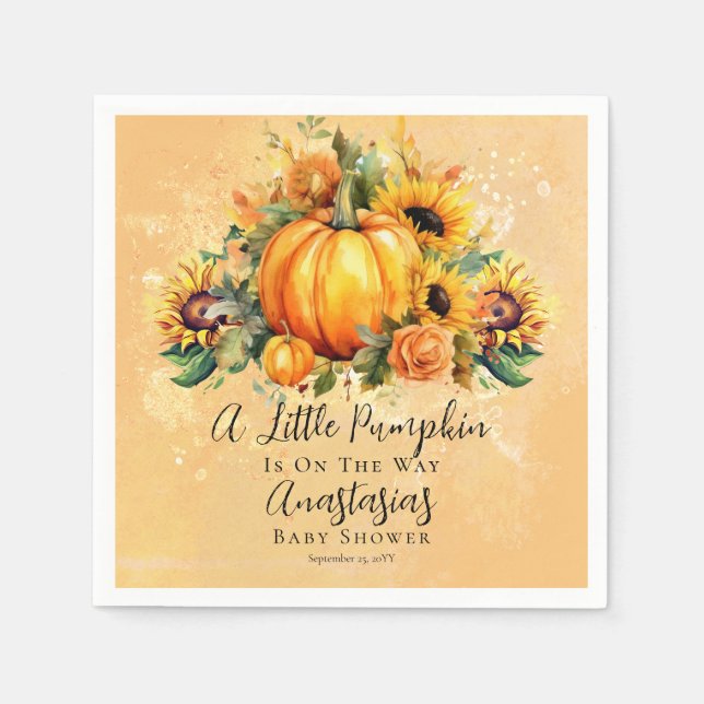 Serviette En Papier Un Petit Citrouille | Baby shower d'automne des to (Devant)