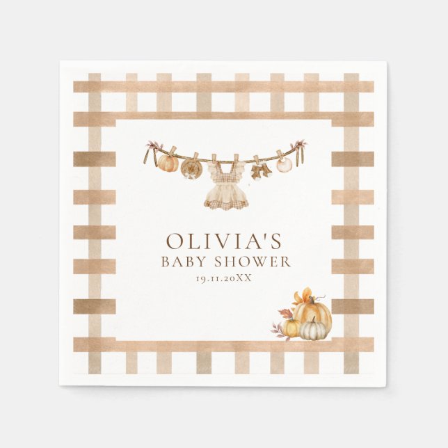 Serviette En Papier Un Petit Citrouille En Chemin, Baby shower De Boho (Devant)