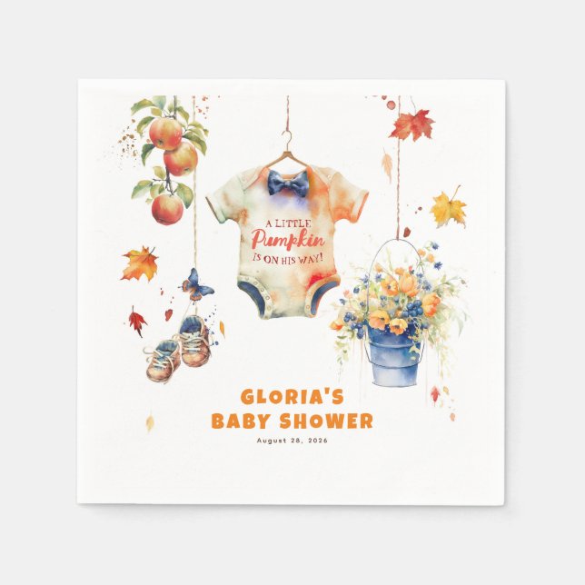 Serviette En Papier Un Petit Citrouille Est En Route Baby shower Autom (Devant)