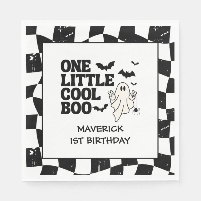 Serviette En Papier Un petit Cool Boo Halloween 1er anniversaire (Devant)