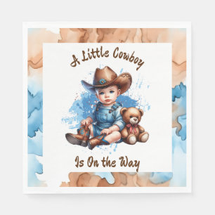 Serviette En Papier Un petit cowboy est sur le chemin   Baby shower