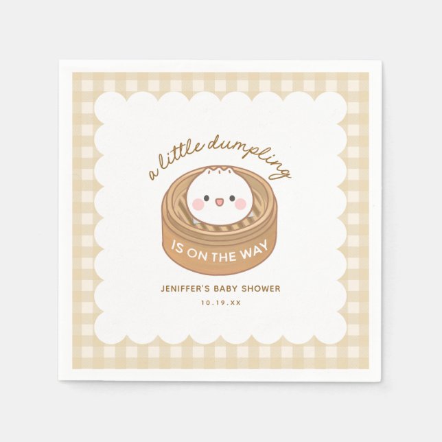 Serviette En Papier Un Petit Dumpling Est Sur Le Chemin Baby shower (Devant)