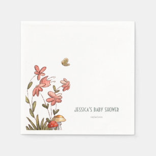 Serviette En Papier Un petit papillon Baby shower floral fille