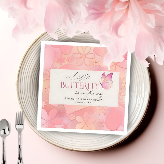 Serviette En Papier Un petit papillon est sur le Baby shower Way (Créateur téléchargé)
