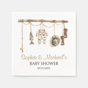 Serviette En Papier Un Petit Pêcheur Se Trouve Sur Le Chemin De La Fêt