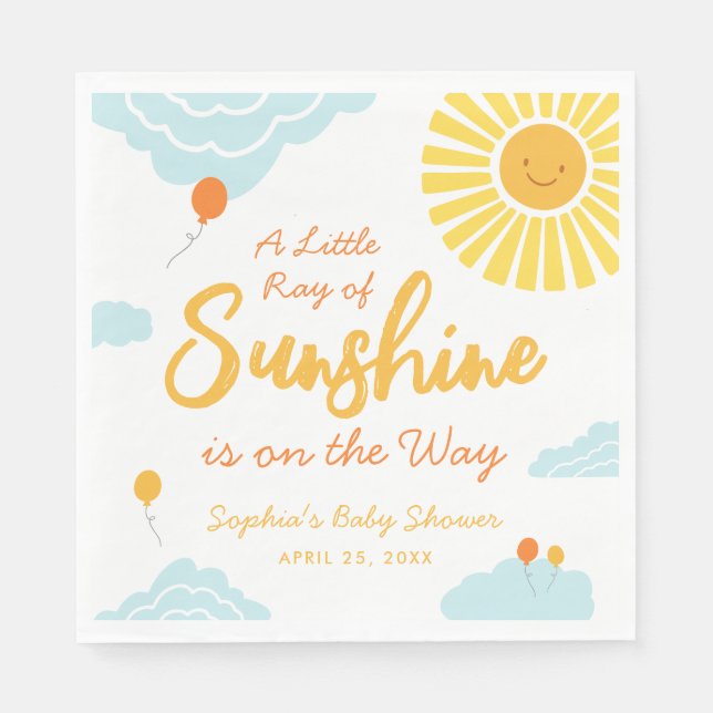 Serviette En Papier Un petit rayon de soleil Baby shower serviettes (Devant)