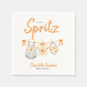 Serviette En Papier Un petit Spritz Baby Shower Floral Orange Mignon 